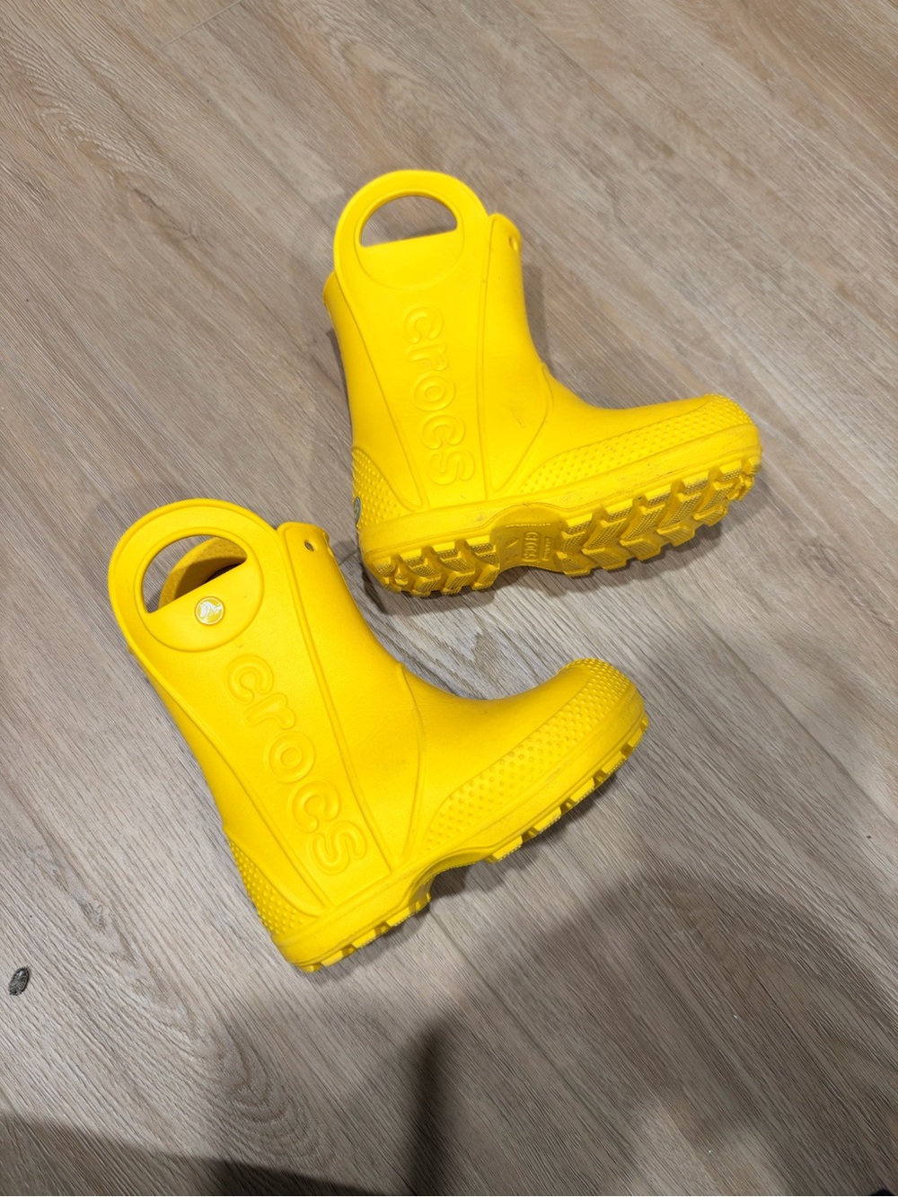CROCS Kids' Bright Yellow Handle Rain Boots